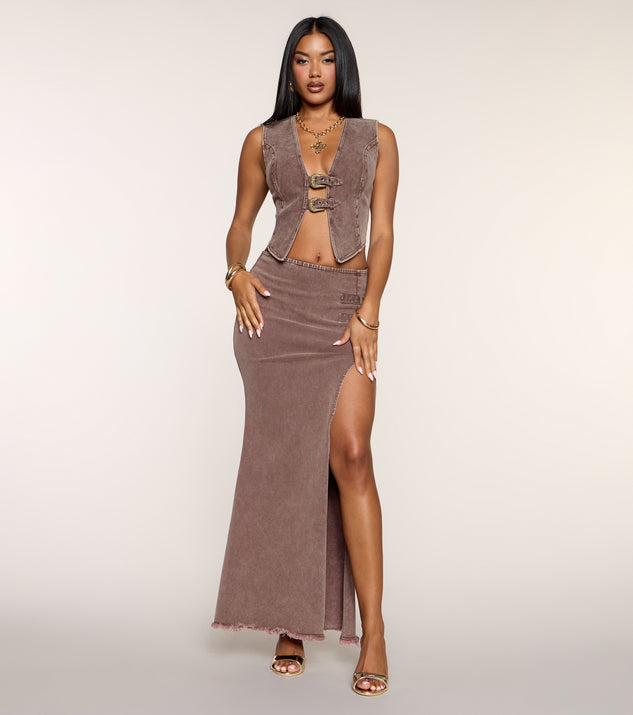 Windsor Western Ways Belted Denim Maxi Skirt