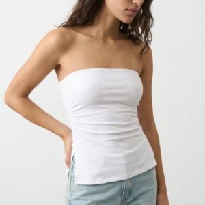 Ally Fashion White Bandeau Top Side Split