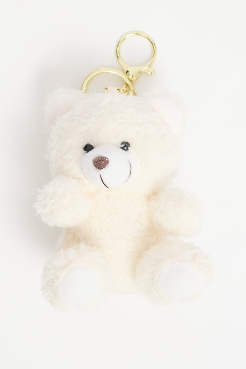 Ally Fashion White Bear Keyring Bag Charm