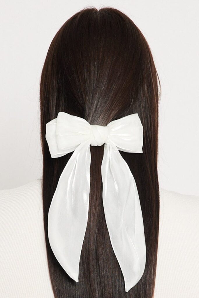 White Bow Hair Clips
