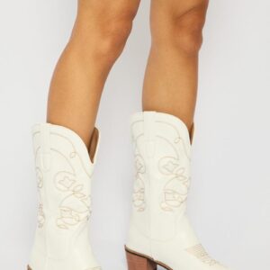White Embroidered Western Cowboy Boots