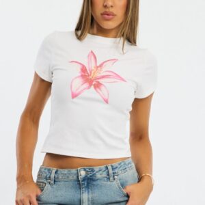 Ally Fashion White Graphic Tee Short Sleeve