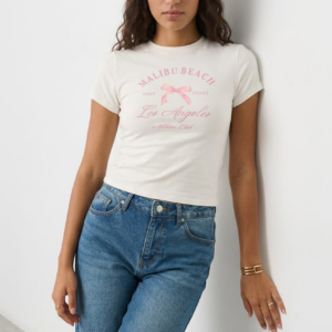 White Malibu Beach Graphic Tee | Ally Fashion