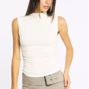 White High Neck Top Sleeveless
