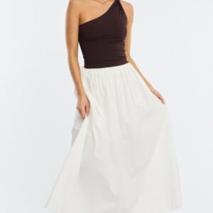 Ally Fashion White Maxi Skirt – High-Rise A-Line Cotton Volume White Maxi Skirt High Rise A-line Volume Cotton