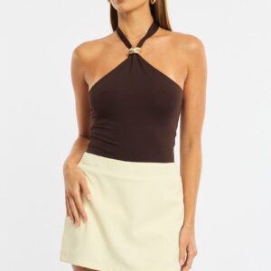 White Mini Skort Skirt High Rise Tailored