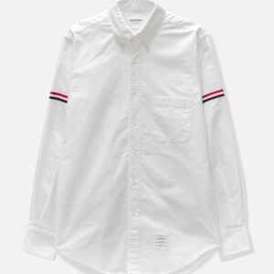 White Oxford Striped Grosgrain Armband Classic Shirt
