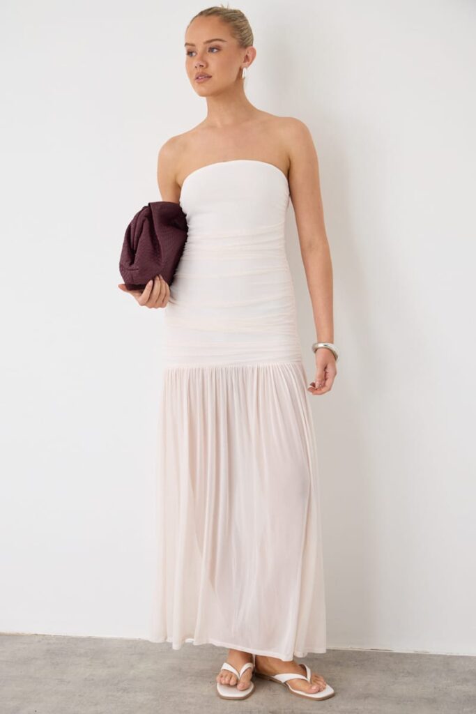 Ally Fashion White Strapless Bodycon Maxi Dress