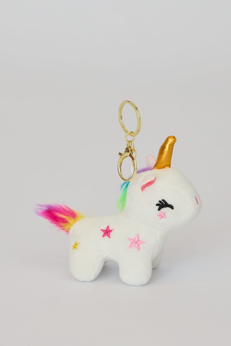 Ally Fashion White Unicorn Keyring Bag Charm