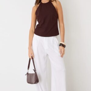 Ally Fashion White Wide Leg Pants Mid Rise White Wide Leg Pants Mid Rise
