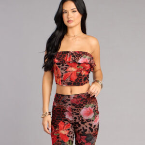 Windsor Wild Bloom Leopard And Floral Print Tube Top Wild Bloom Leopard And Floral Print Tube Top