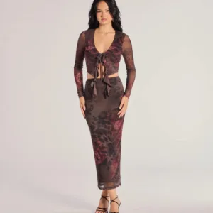 Windsor Wild Blossom Abstract Print Maxi Skirt Wild Blossom Abstract Print Maxi Skirt