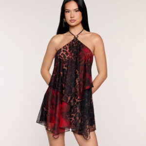 Windsor Wild Card Chiffon Halter Mini Dress Wild Card Chiffon Halter Mini Dress