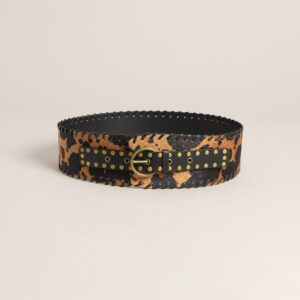 Windsor Wild Card Cow Print Studded Belt