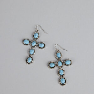 Wild Heart Stone Cross Earrings