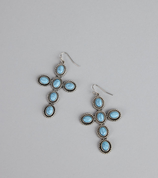 Windsor Wild Heart Stone Cross Earrings