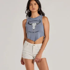 Windsor Wild Hearts Cropped Graphic Tank Top Wild Hearts Cropped Graphic Tank Top