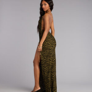 Windsor Wild Intentions Zebra Velvet Maxi Dress Wild Intentions Zebra Velvet Maxi Dress