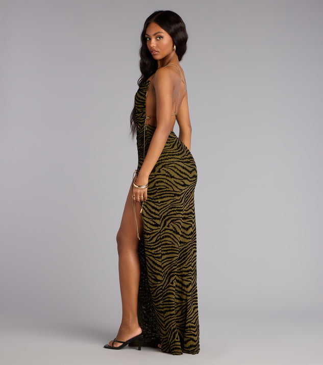 Windsor Wild Intentions Zebra Velvet Maxi Dress