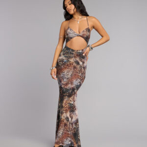 Windsor Wild Plans Animal Print Cutout Maxi Dress Wild Plans Animal Print Cutout Maxi Dress