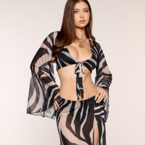 Wild Side Zebra Print Tie-Front Top