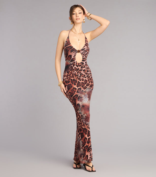 Windsor Wildly Fierce Leopard Floral Maxi Dress