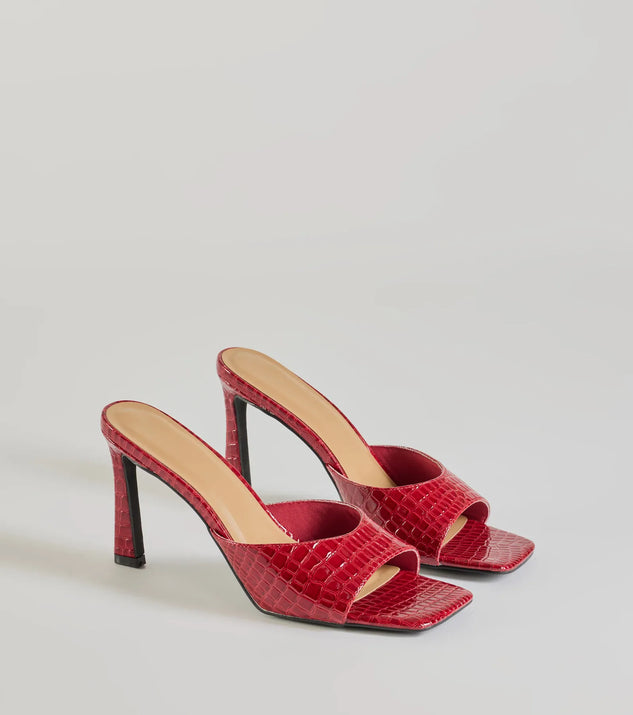Windsor Wildly Sophisticated Faux Croc-Embossed Stiletto Mules