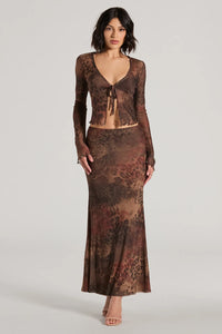 Wildy Sultry High Rise Leopard Floral Maxi Skirt Wildy Sultry High Rise Leopard Floral Maxi Skirt