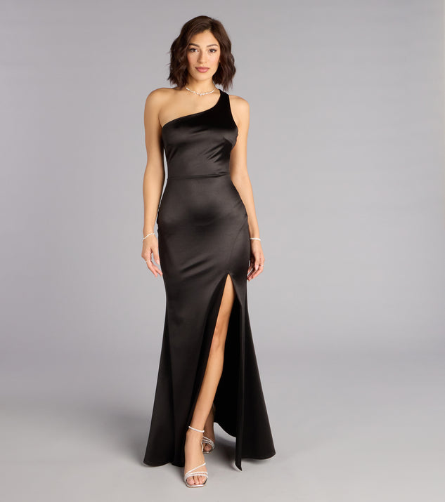 Windsor Willow Satin One-Shoulder Formal Dress