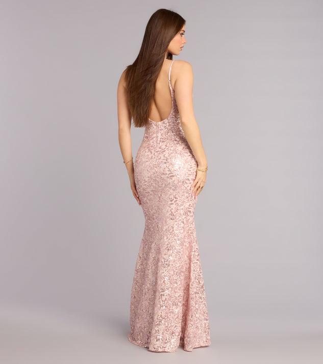 Windsor Addilyn Sequin Floral Lace Mermaid Dress - Image 2