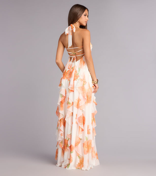 Windsor Alaiya Floral Chiffon Ruffle A-Line Dress - Image 2
