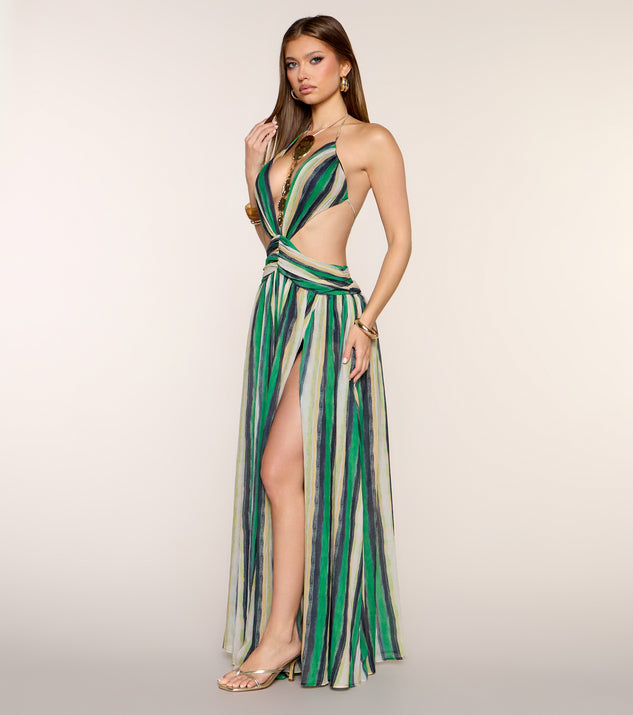 Windsor Alison Striped Chiffon Formal Dress - Image 3