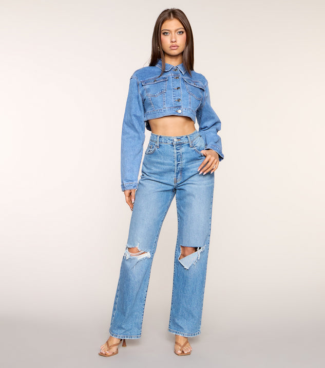 Windsor All Buttoned Up Denim Crop Jacket - Image 3