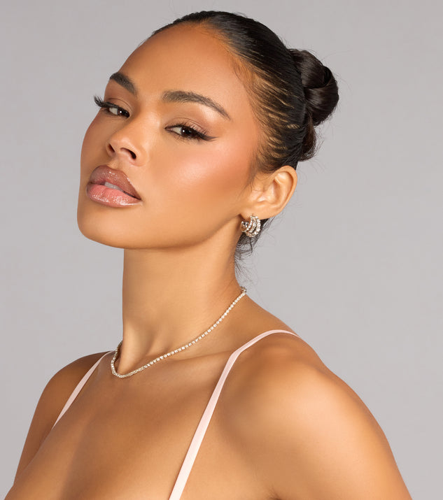 Windsor All Eyes Here Rhinestone Hoop Earrings - Image 2