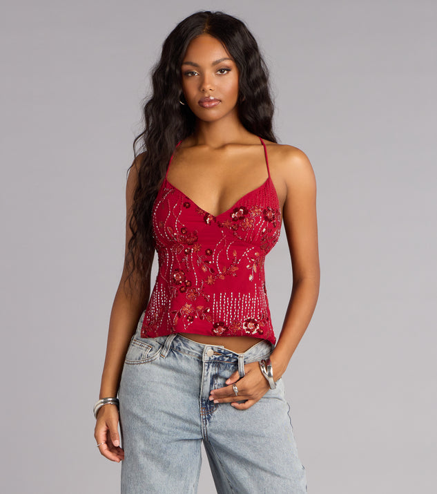 Windsor All Eyes On You Sequin Floral Top - Image 2