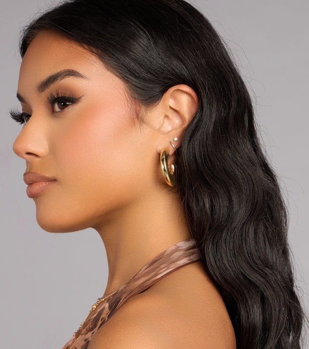 Windsor All The Angles Textured Hoop Earrings - Image 2