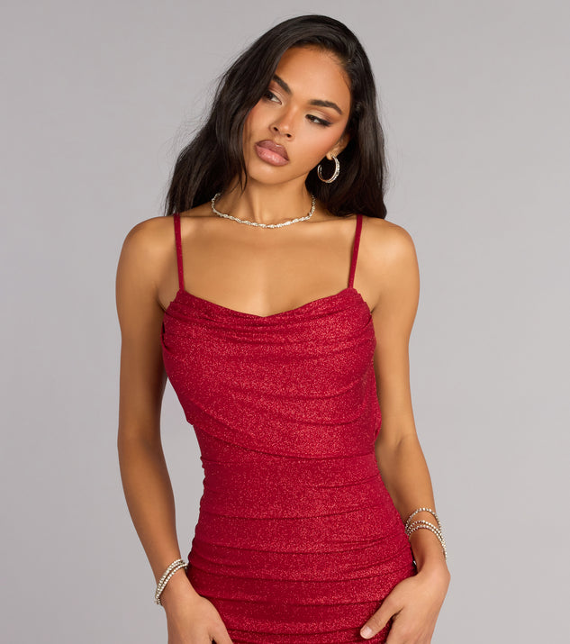 Windsor Amelie Ruched Glitter Knit Mermaid Dress - Image 3