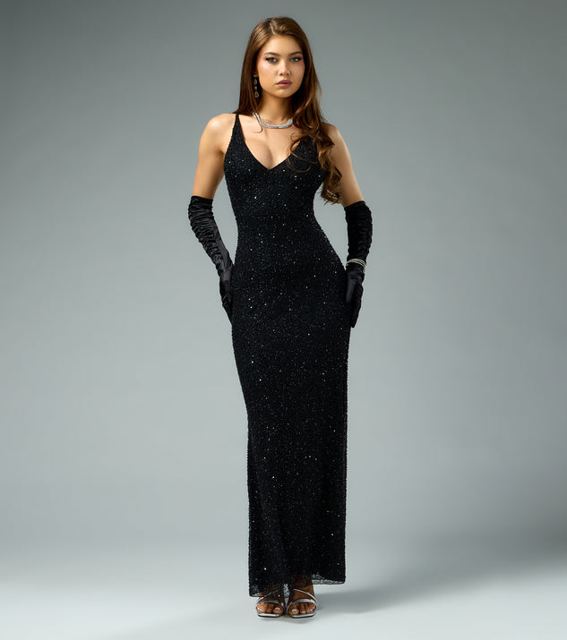 Windsor Amiah Beaded Sequin Column Formal Dress - Image 2