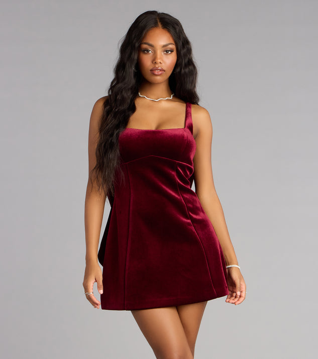 Windsor Analeah Woven Velvet Bow Mini Dress - Image 2