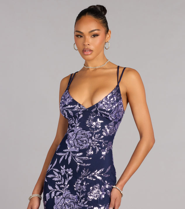 Windsor Angela Floral Sequin Formal Dress - Image 3