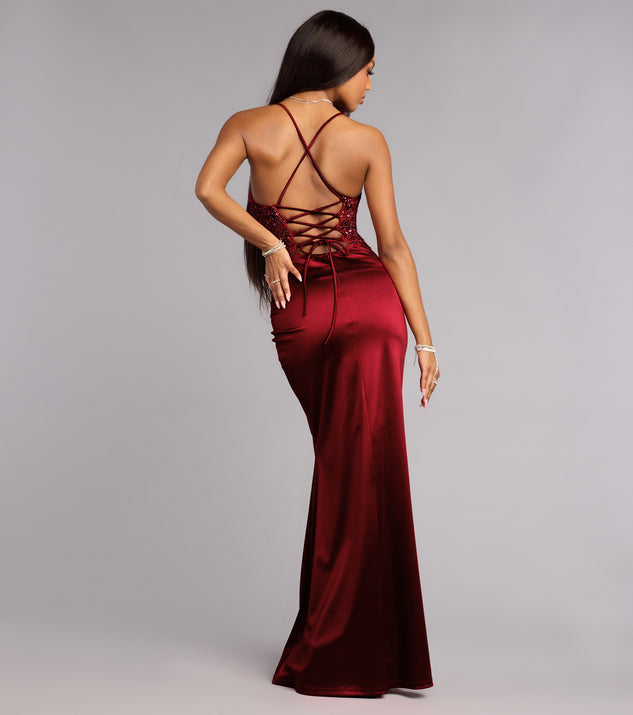 Windsor Anya Sequin Beaded Satin Mermaid Dress - Image 2