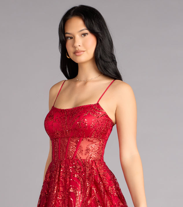 Windsor Aria Glitter Sequin Mesh A-Line Gown - Image 2