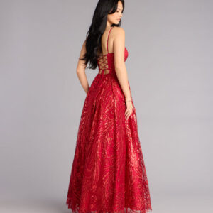 Windsor Aria Glitter Sequin Mesh A-Line Gown Windsor Aria Glitter Sequin Mesh A-Line Gown