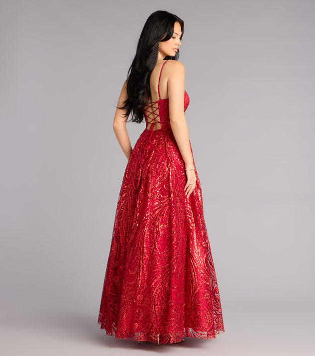 Windsor Aria Glitter Sequin Mesh A-Line Gown