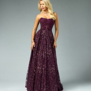 Windsor Aria Glitter Sequin Tulle Lace-Up Ball Gown Windsor Aria Glitter Sequin Tulle Lace-Up Ball Gown