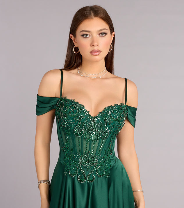 Windsor Ava Satin Cold Shoulder A-Line Ball Gown - Image 3
