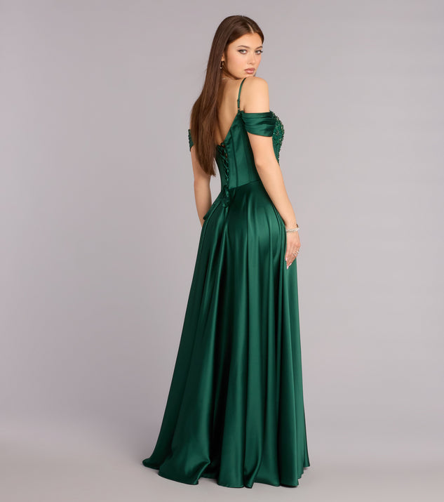 Windsor Ava Satin Cold Shoulder A-Line Ball Gown - Image 2
