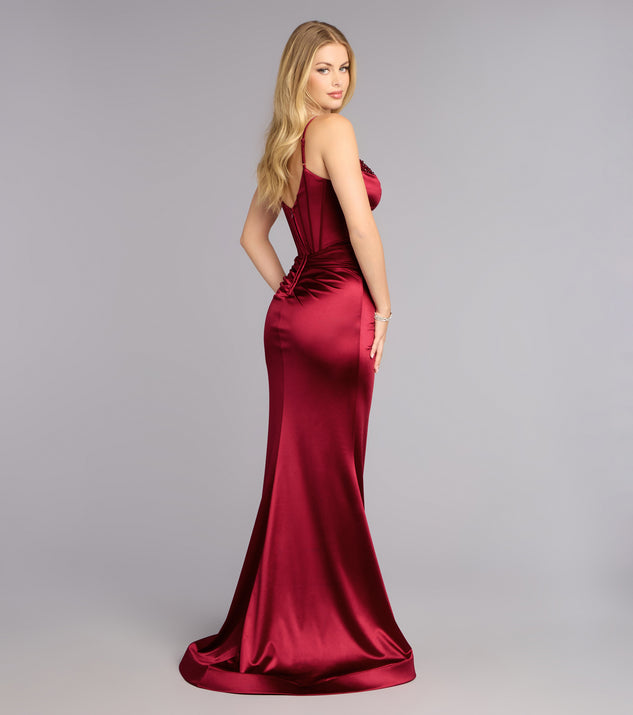 Windsor Beatrice Satin Gemstone Mermaid Formal Dress - Image 2