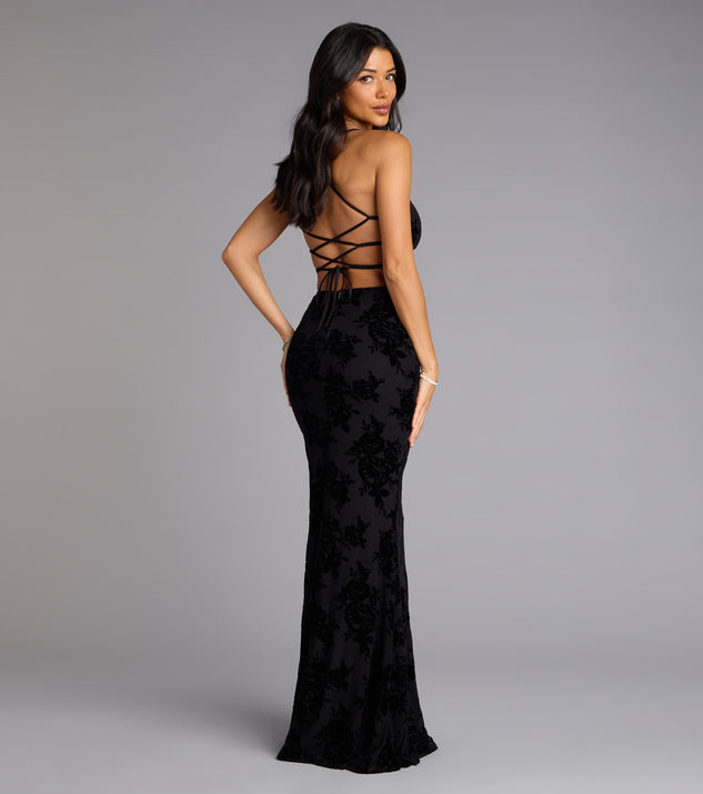 Windsor Bethany Lace-Up Mesh Mermaid Formal Dress - Image 2