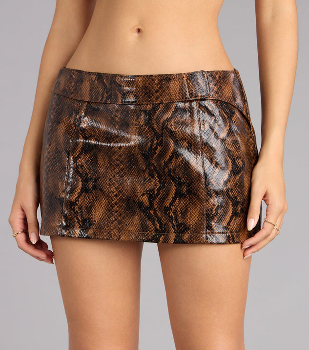 Windsor Bite Back Snake Print Faux Leather Mini Skort - Image 3